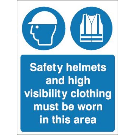 Safety helmets and high visibility clothing must be worn in this area