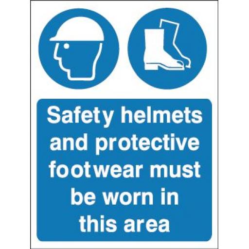 Safety helmets and protective footwear must be worn in this area