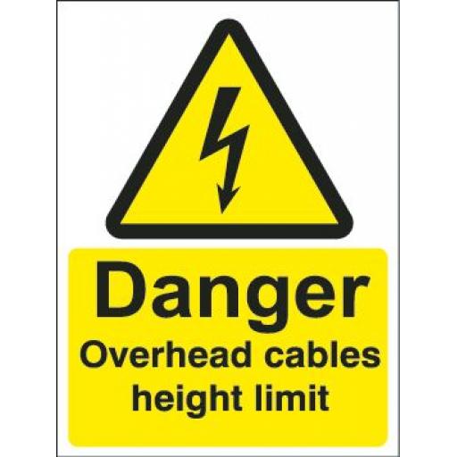 Danger Overhead cables height limit