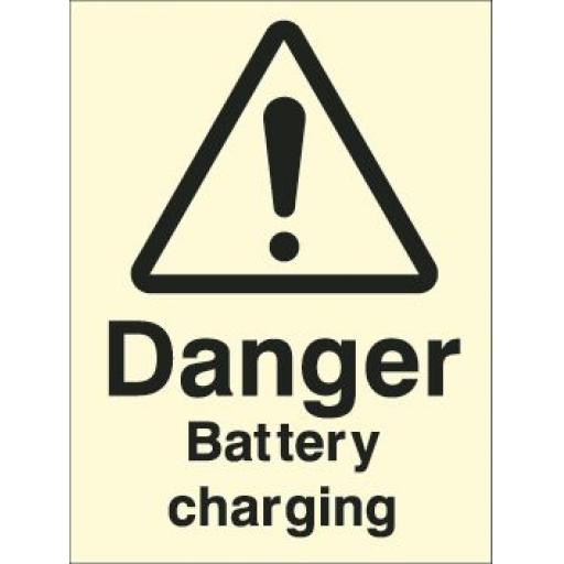 Danger Battery charging (Photoluminescent)