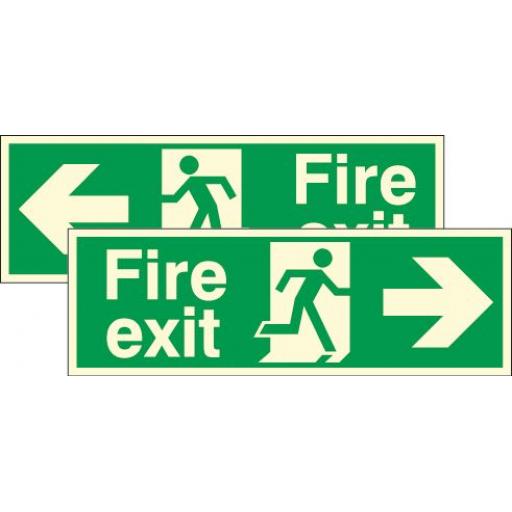 Fire exit - Running man - right / left arrow (Double sided) (Photoluminescent)