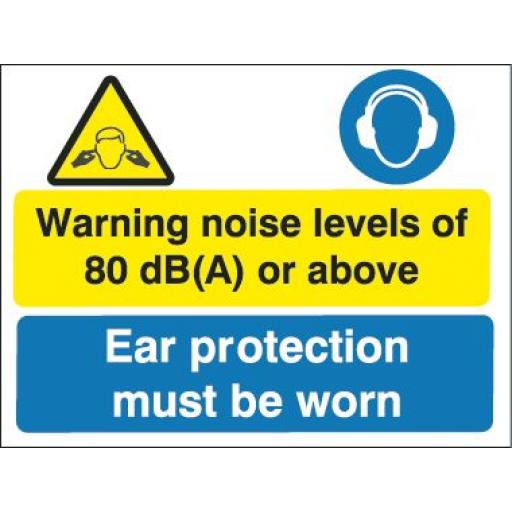 Warning noise levels of 80 db(A) or above Ear protection must be worn