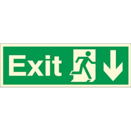 Exit - Running man - Down arrow (Photoluminescent)