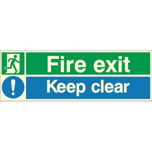 Fire exit - Running man - Keep clear (Photoluminescent)