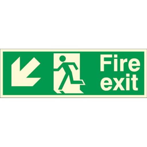 Fire exit - Running man - Down left arrow (Photoluminescent)