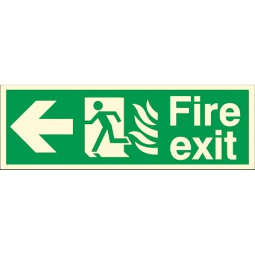 Fire exit - Flame - Running man - Left arrow (Photoluminescent)