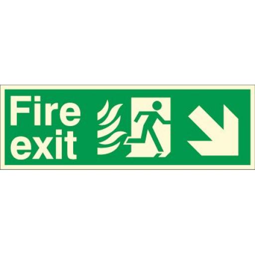 Fire exit - Flame - Running man - Down right arrow (Photoluminescent)