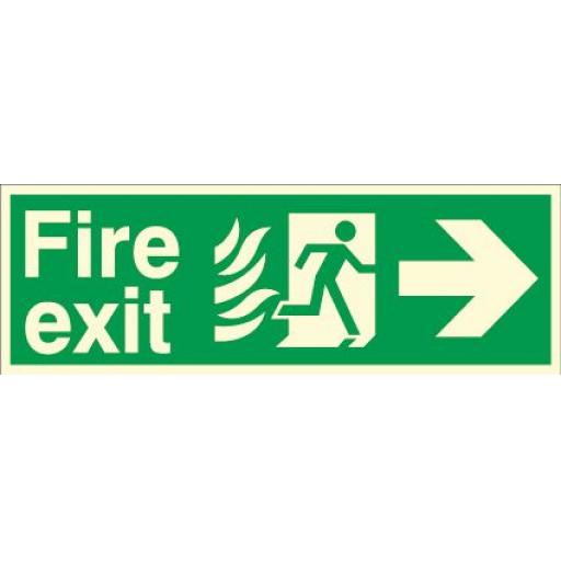 Fire exit - Flame - Running man - Right arrow (Photoluminescent)