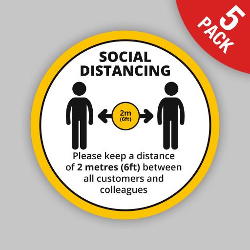 Keep a Distance (Yellow Round) - Floor Graphics (bulk pack)