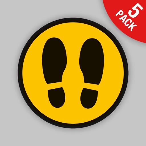 Footprints (Yellow Round) - Floor Graphics (bulk pack)