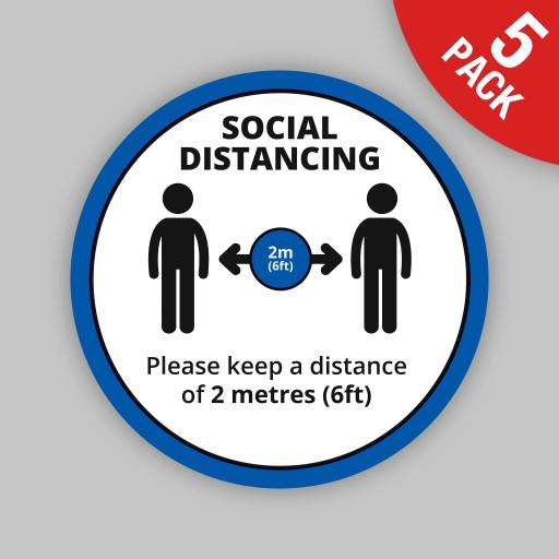 Keep a Distance (Blue Round) - Floor Graphics (bulk pack)